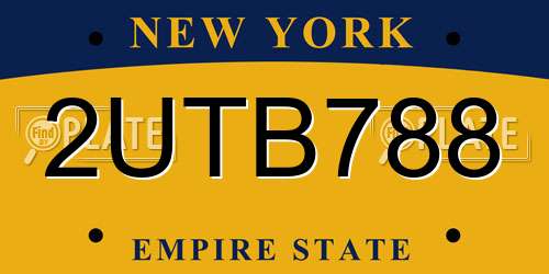 2UTB788 New York License Plate