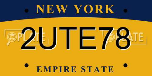2UTE78 New York License Plate