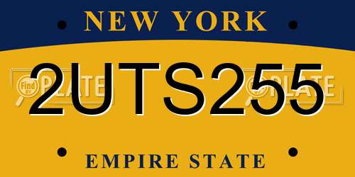 2UTS255 New York License Plate