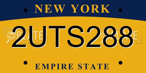 2UTS288 New York License Plate