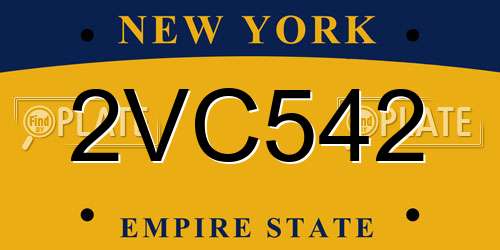 2VC542 New York License Plate