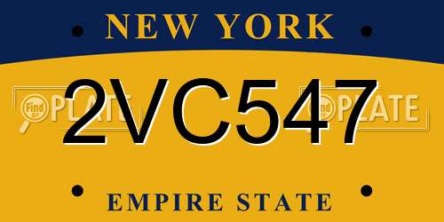 2VC547 New York License Plate