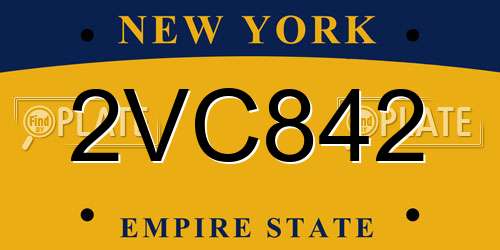 2VC842 New York License Plate