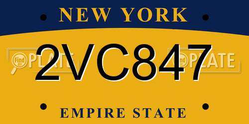 2VC847 New York License Plate