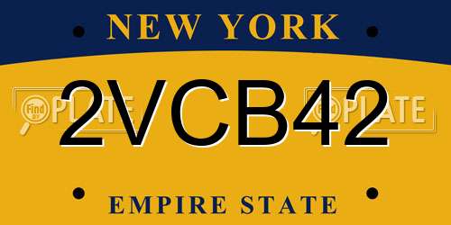 2VCB42 New York License Plate