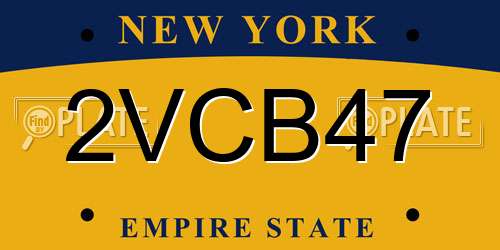 2VCB47 New York License Plate