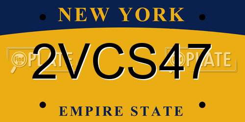 2VCS47 New York License Plate