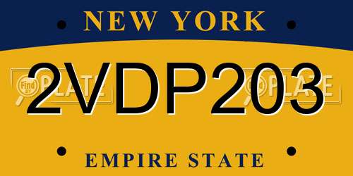 2VDP203 New York License Plate