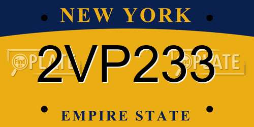 2VP233 New York License Plate