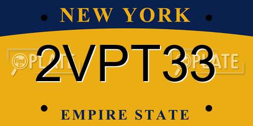 2VPT33 New York License Plate