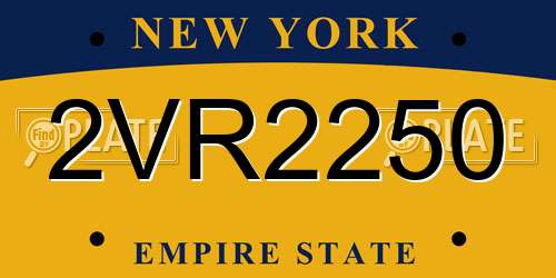 2VR2250 New York License Plate