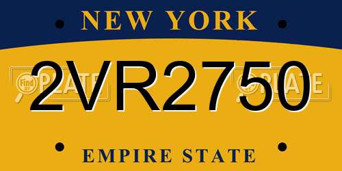 2VR2750 New York License Plate