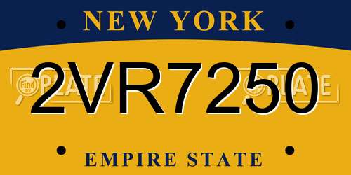 2VR7250 New York License Plate