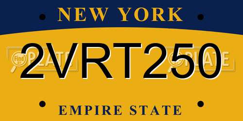 2VRT250 New York License Plate
