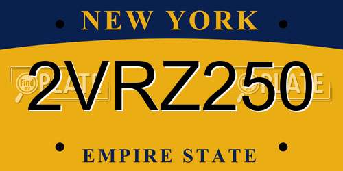 2VRZ250 New York License Plate