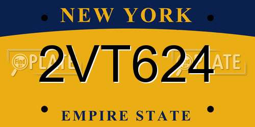 2VT624 New York License Plate
