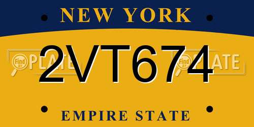 2VT674 New York License Plate