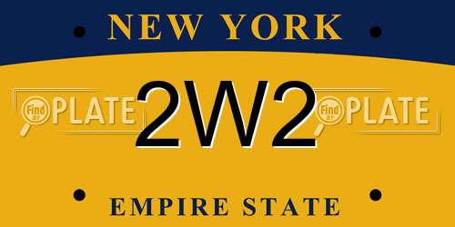 2W2 New York License Plate
