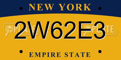 2W62E3 New York License Plate