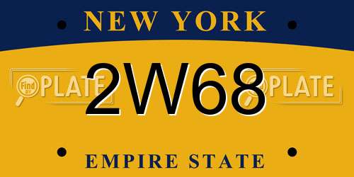 2W68 New York License Plate