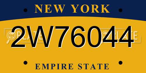 2W76044 New York License Plate
