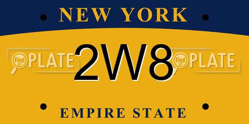 2W8 New York License Plate