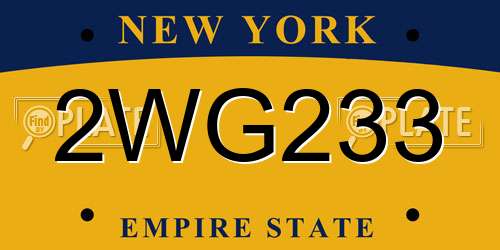 2WG233 New York License Plate