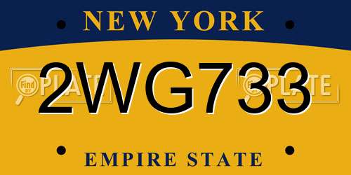 2WG733 New York License Plate