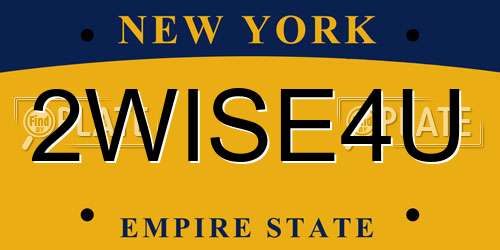 2WISE4U New York License Plate