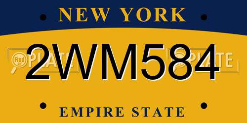 2WM584 New York License Plate
