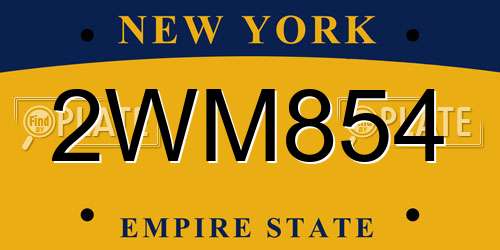 2WM854 New York License Plate