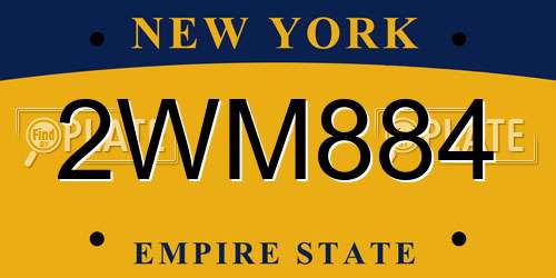 2WM884 New York License Plate