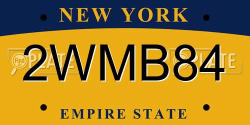 2WMB84 New York License Plate
