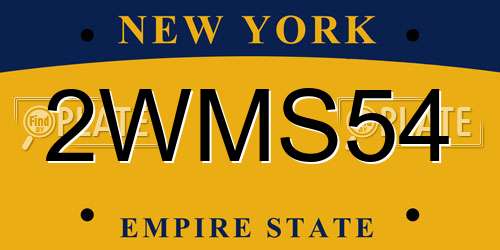 2WMS54 New York License Plate
