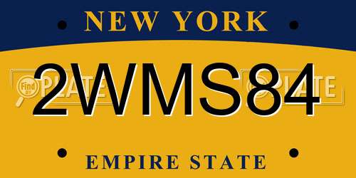 2WMS84 New York License Plate