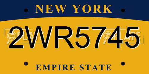 2WR5745 New York License Plate