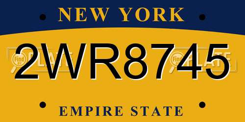 2WR8745 New York License Plate