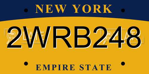 2WRB248 New York License Plate