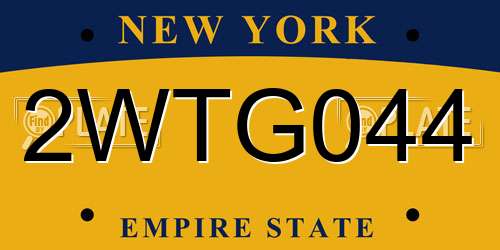 2WTG044 New York License Plate