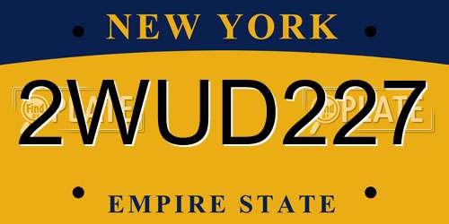 2WUD227 New York License Plate