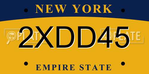 2XDD45 New York License Plate