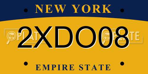 2XDO08 New York License Plate