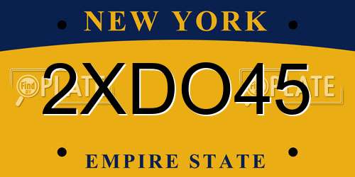 2XDO45 New York License Plate