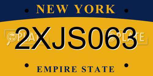 2XJS063 New York License Plate