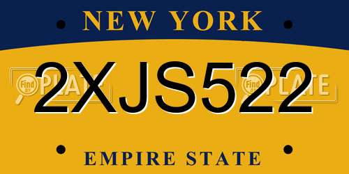 2XJS522 New York License Plate