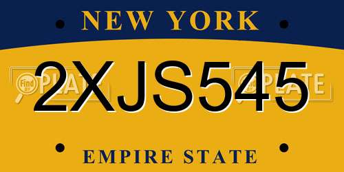 2XJS545 New York License Plate