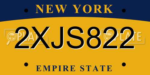 2XJS822 New York License Plate