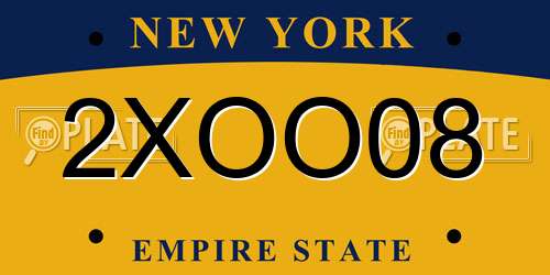 2XOO08 New York License Plate