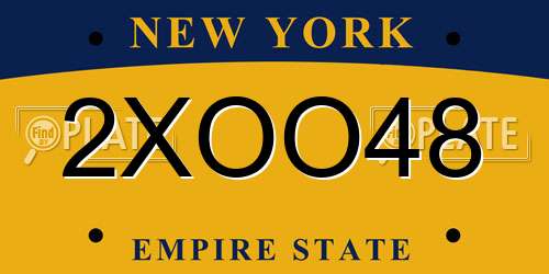 2XOO48 New York License Plate