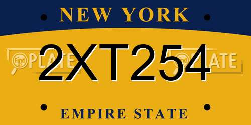 2XT254 New York License Plate